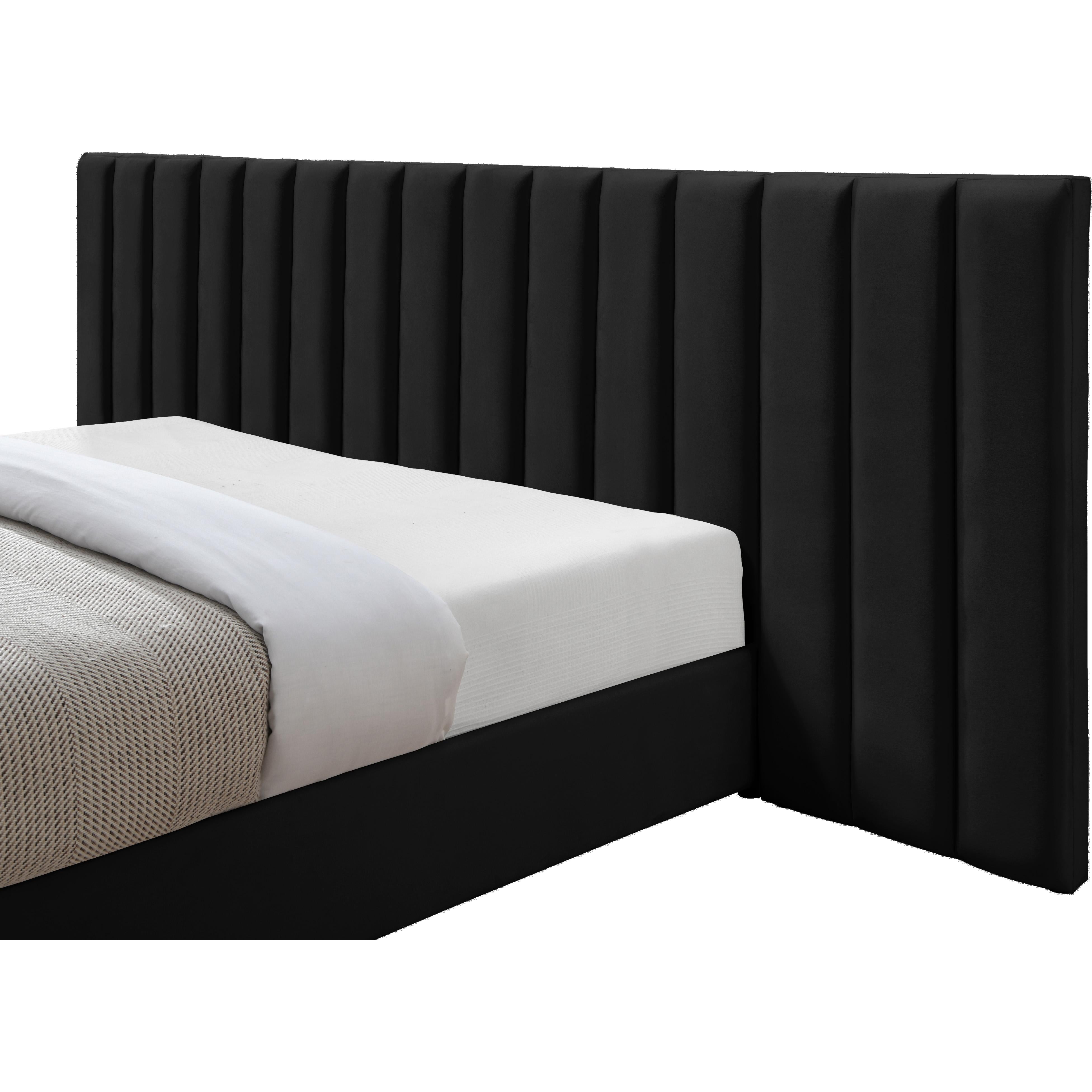 Meridian Pablo Black Velvet Queen Bed