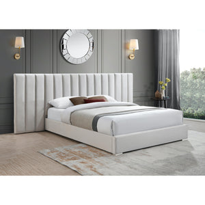 Meridian Pablo Cream Velvet Queen Bed