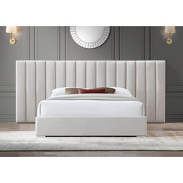Meridian Pablo Cream Velvet Queen Bed