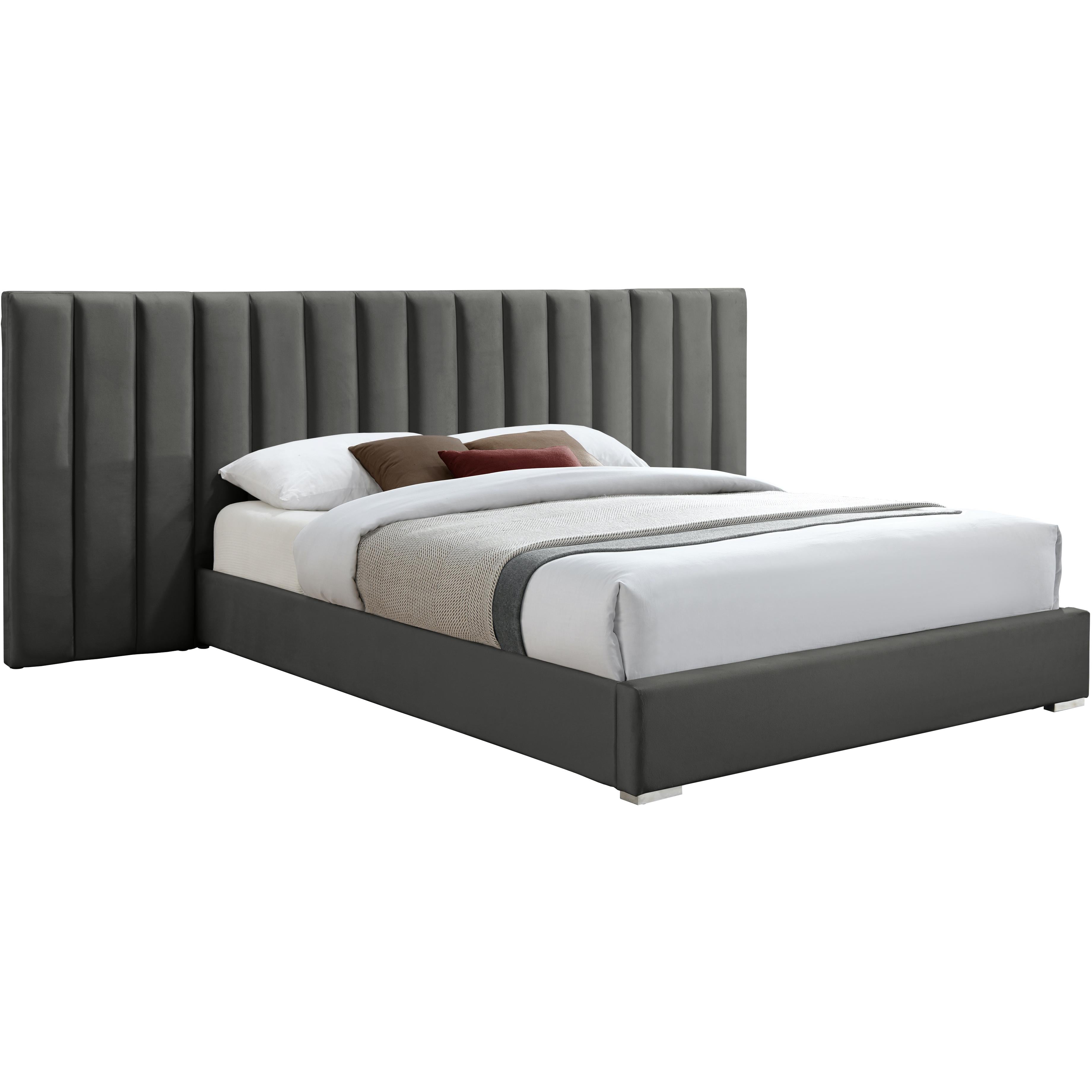 Meridian Pablo Grey Velvet King Bed