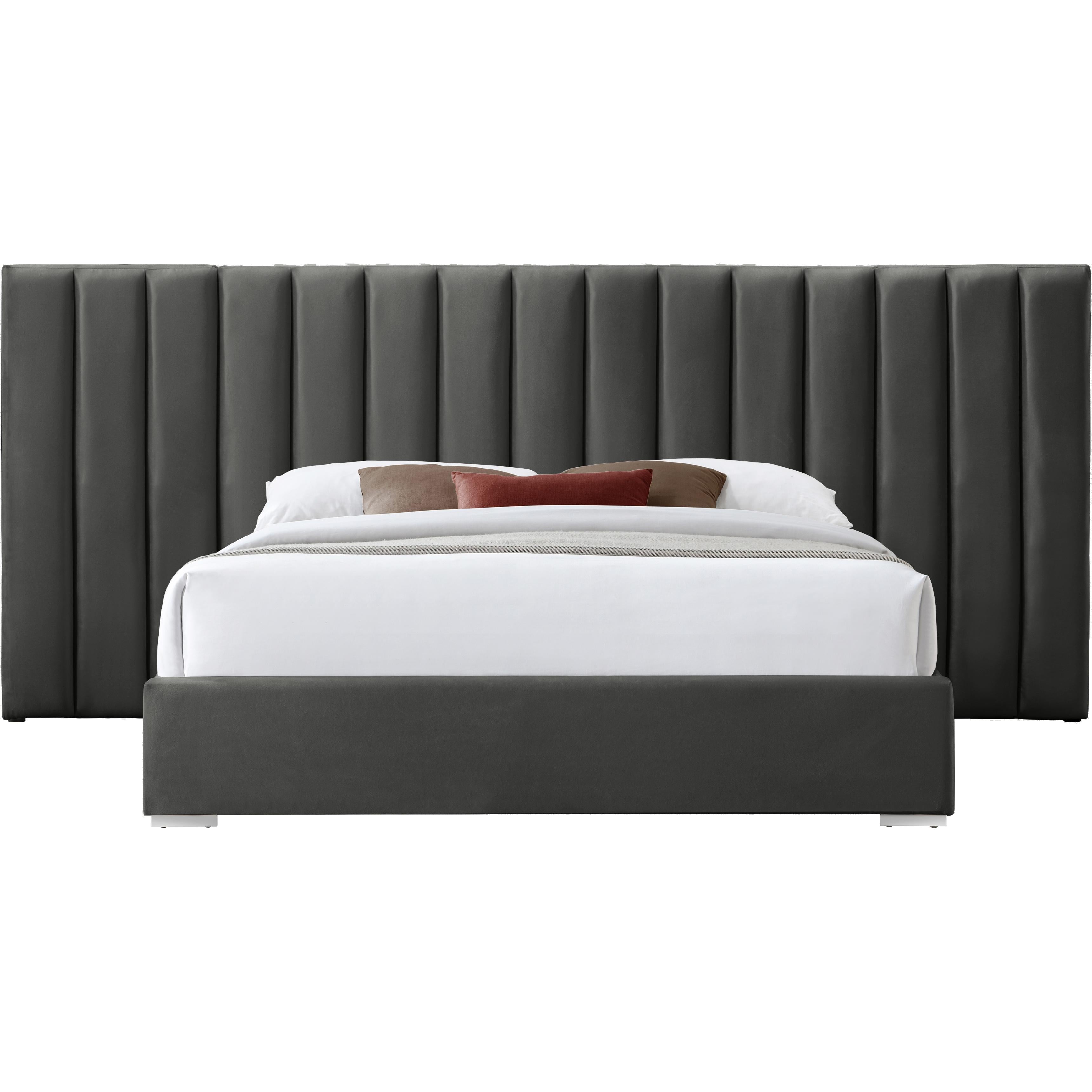 Meridian Pablo Grey Velvet King Bed
