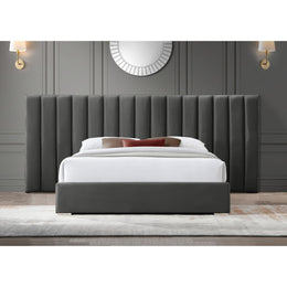 Meridian Pablo Grey Velvet King Bed