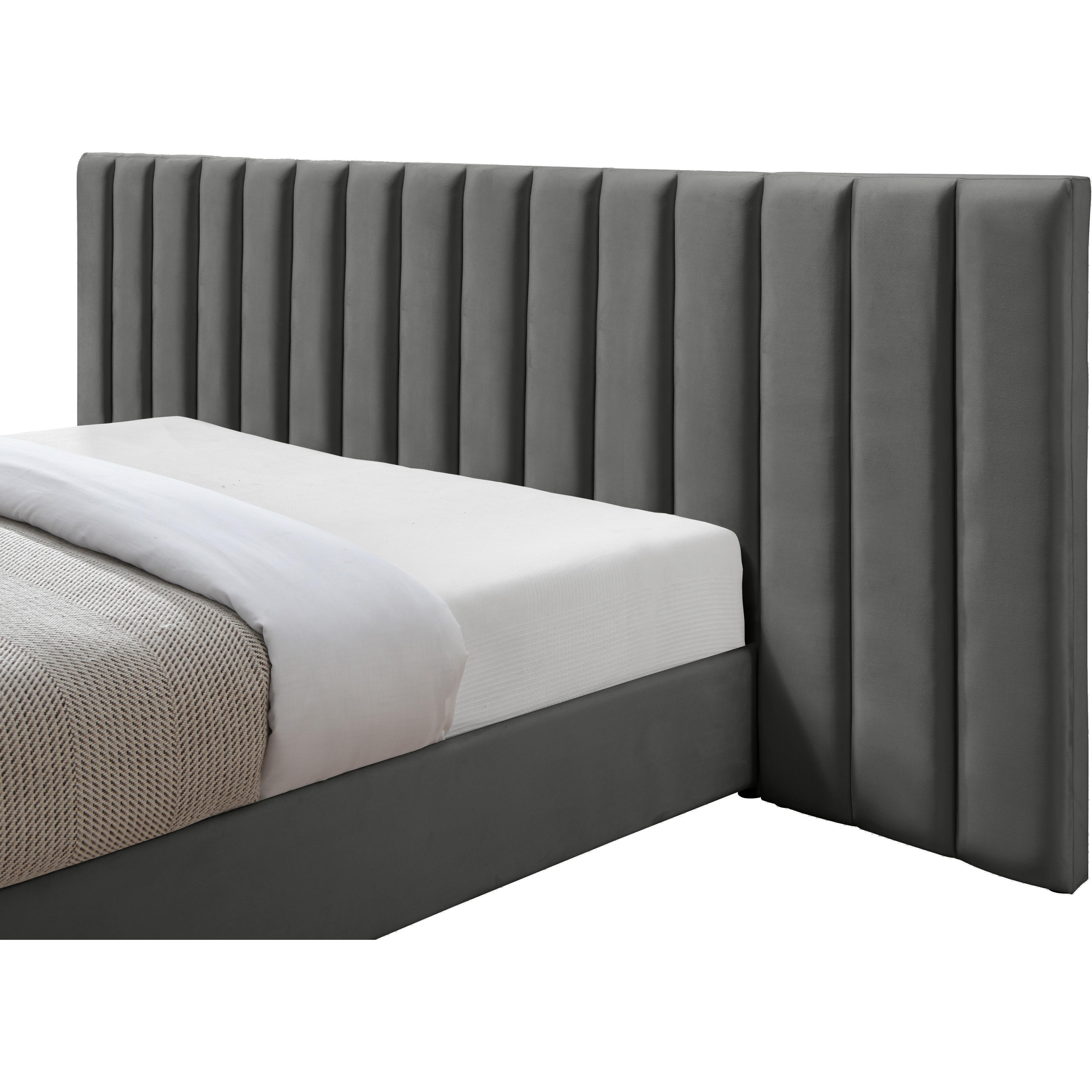 Meridian Pablo Grey Velvet King Bed