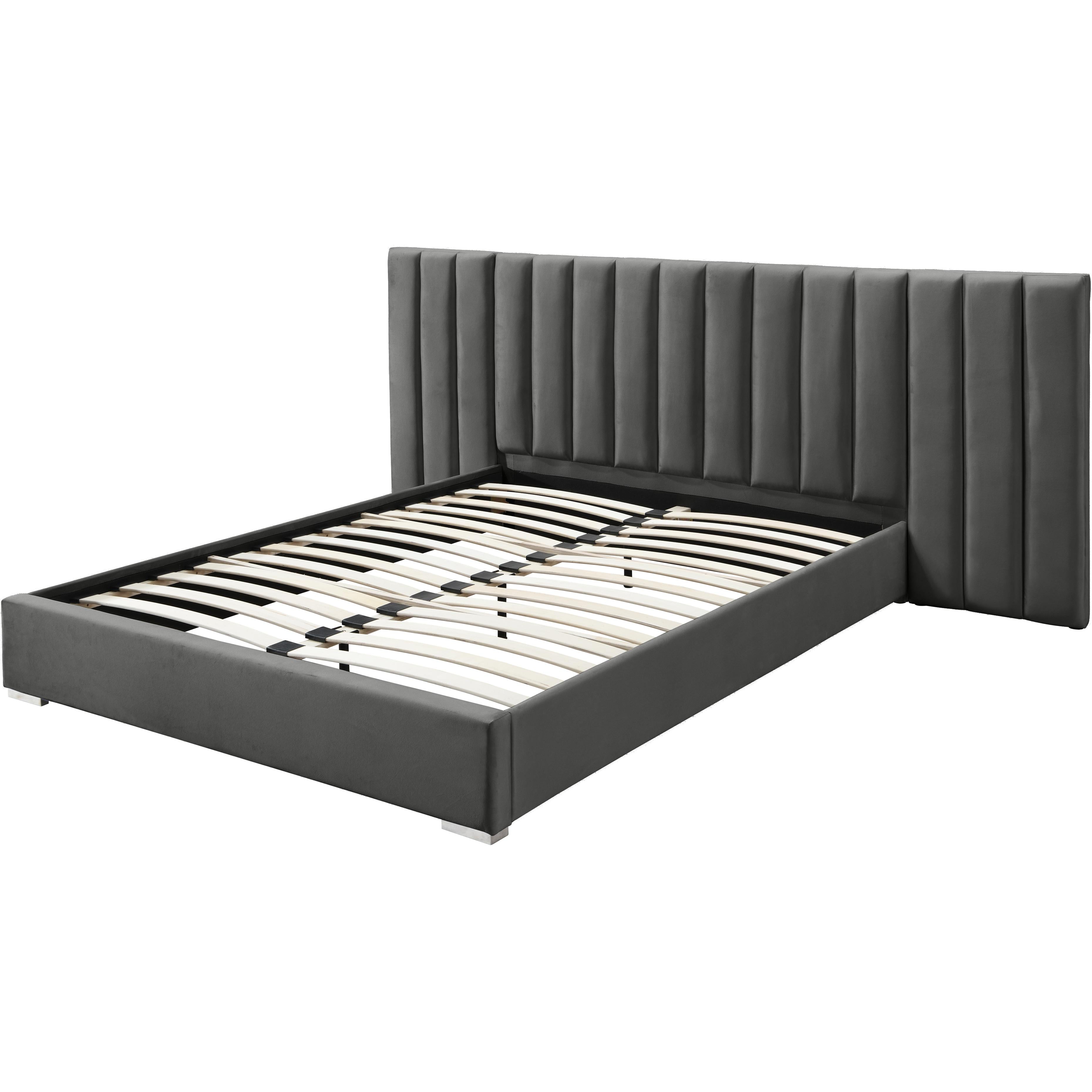 Meridian Pablo Grey Velvet King Bed