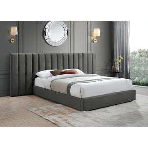 Meridian Pablo Grey Velvet Queen Bed
