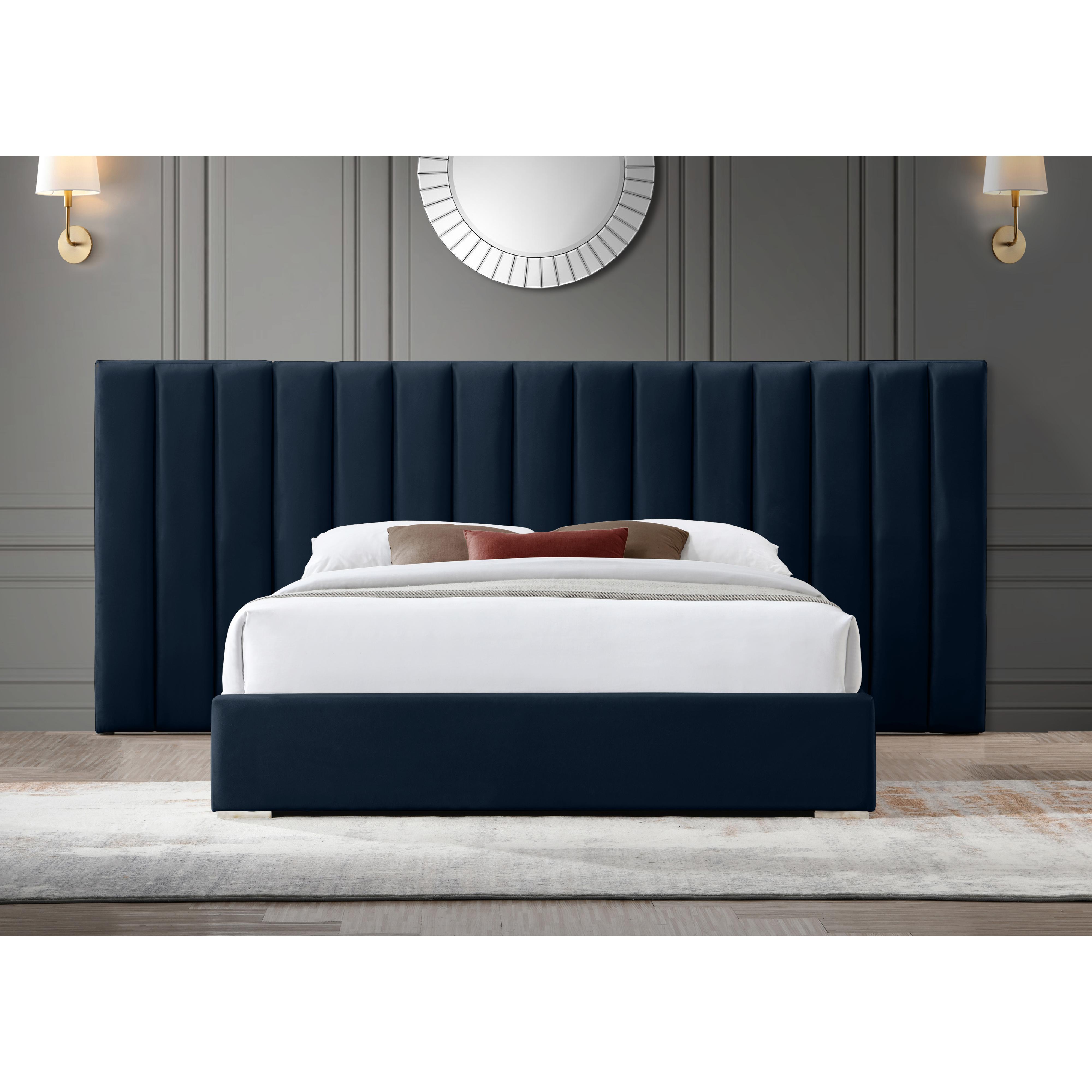 Meridian Pablo Navy Velvet King Bed