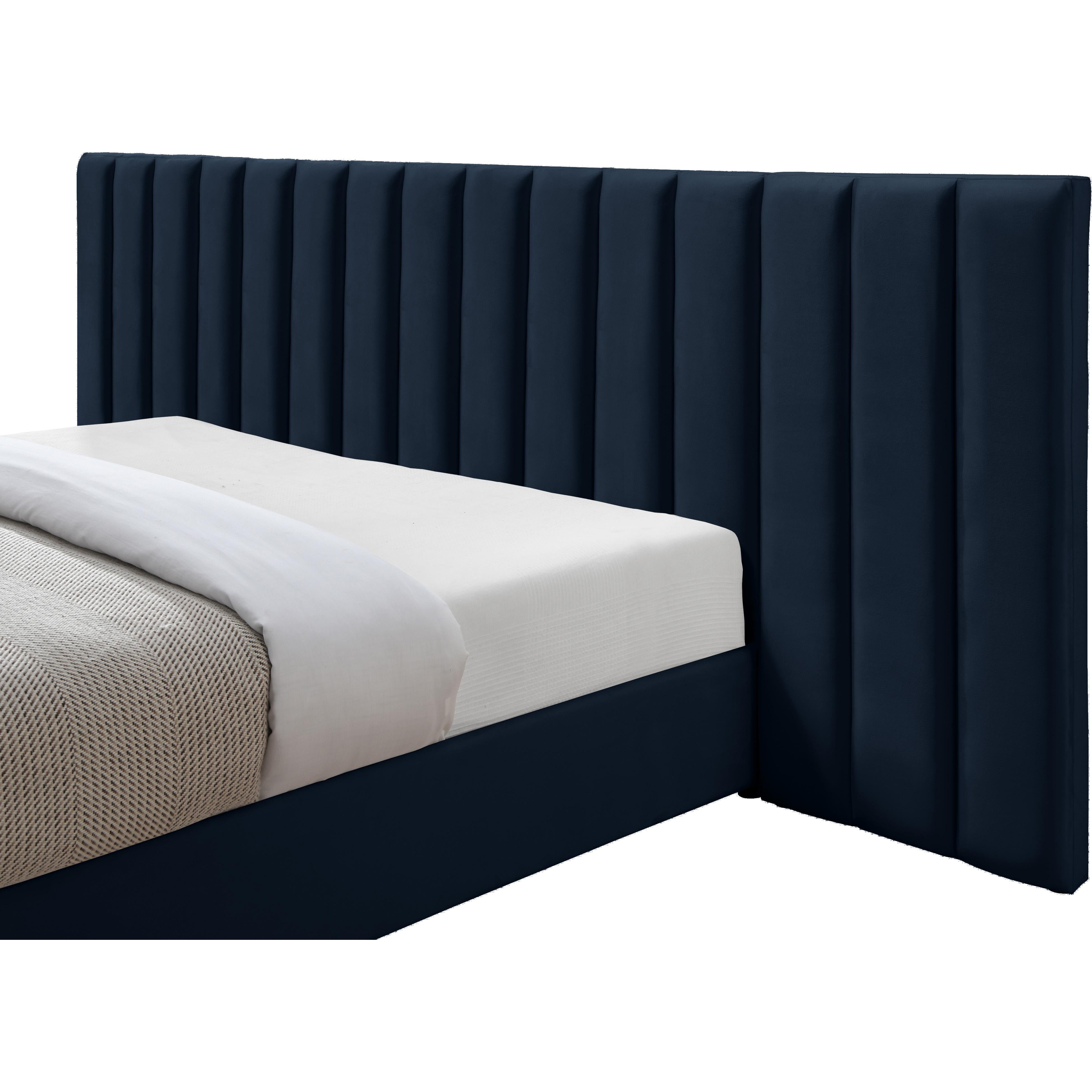 Meridian Pablo Navy Velvet King Bed