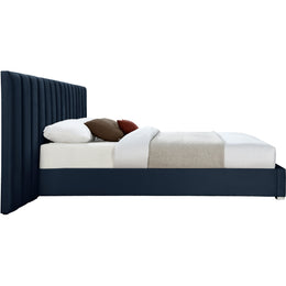 Meridian Pablo Navy Velvet Queen Bed