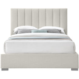 Meridian Pierce Beige Linen Textured Fabric Full Bed