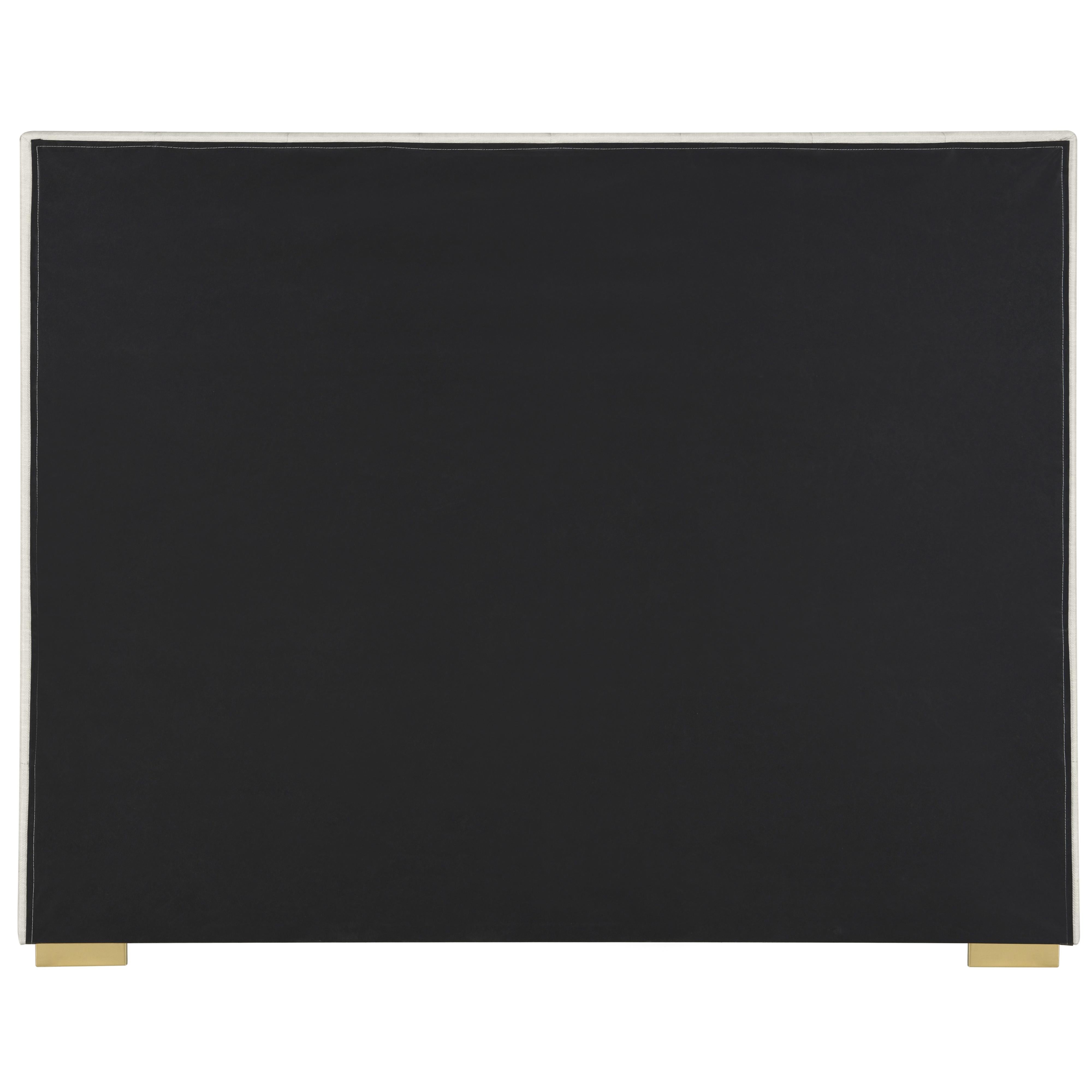Meridian Pierce Beige Linen Textured Fabric King Bed