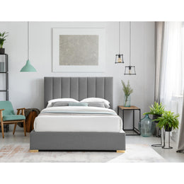 Meridian Pierce Grey Linen Textured Fabric Full Bed