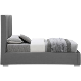 Meridian Pierce Grey Linen Textured Fabric Twin Bed
