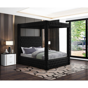 Meridian Royal Black Velvet King Bed (4 Boxes)