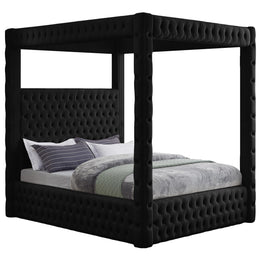Meridian Royal Black Velvet Queen Bed (4 Boxes)