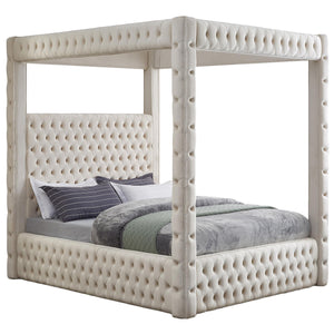Meridian Royal Beige Velvet King Bed (4 Boxes)