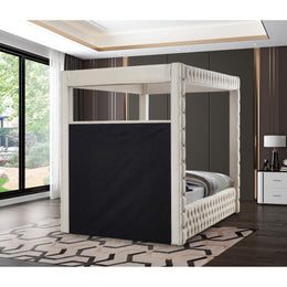 Meridian Royal Beige Velvet King Bed (4 Boxes)