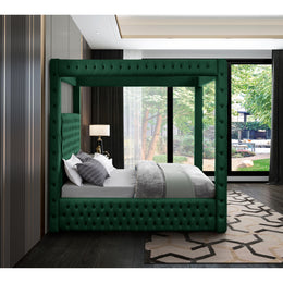 Meridian Royal Green Velvet Queen Bed (4 Boxes)