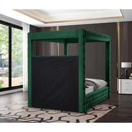 Meridian Royal Green Velvet Queen Bed (4 Boxes)