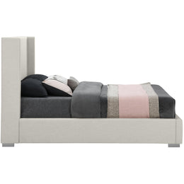 Meridian Royce Beige Linen Textured Fabric Full Bed (3 Boxes)
