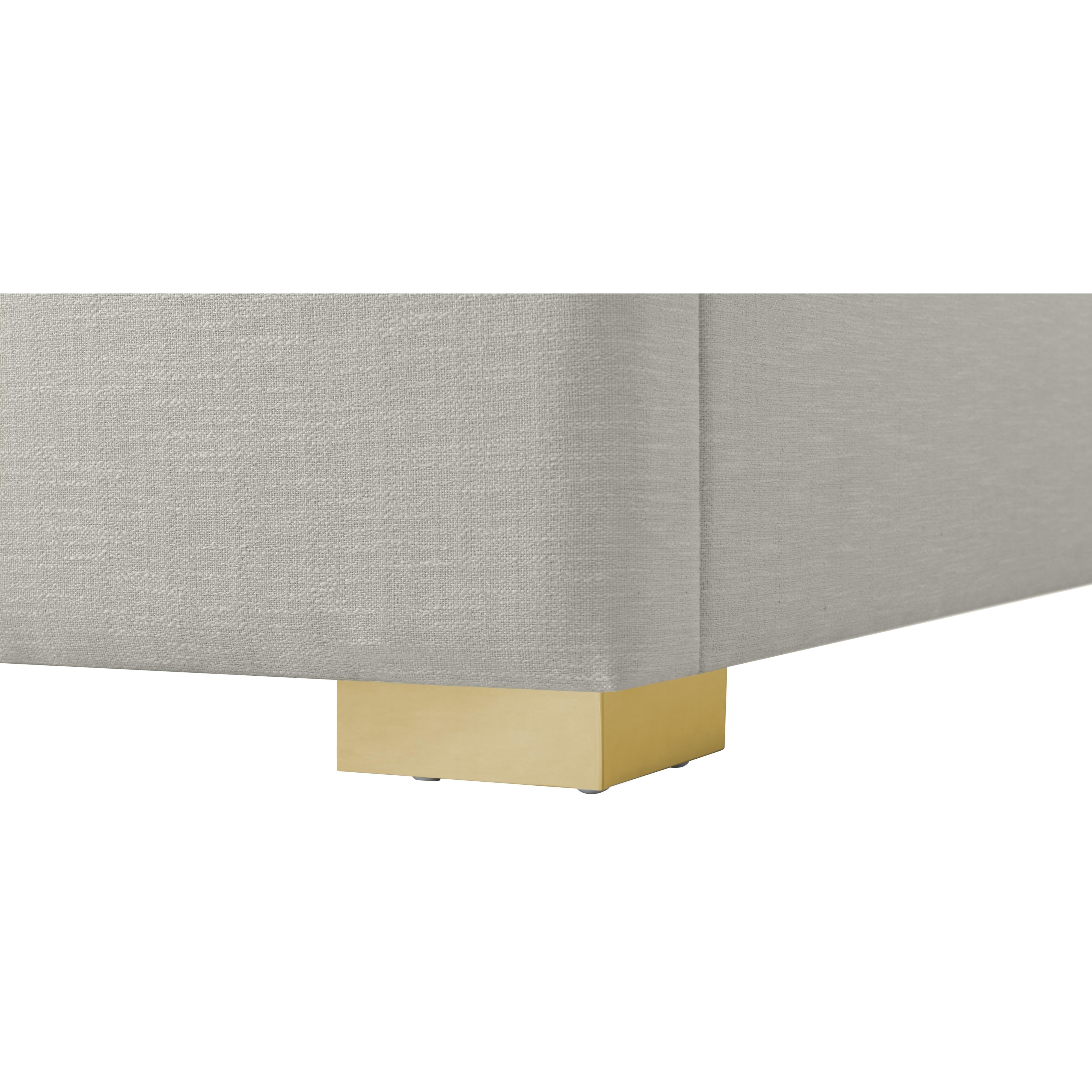 Meridian Royce Beige Linen Textured Fabric Queen Bed (3 Boxes)
