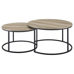 Lainey 2-piece Round Nesting Coffee Table Distressed Pine