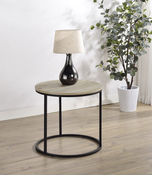 Lainey Round Occasional Side End Table Distressed Pine