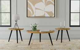 Zoe  Mango Wood Coffee and End Table Set Natural
