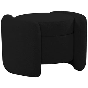 Meridian Horizon Black Boucle Fabric Ottoman