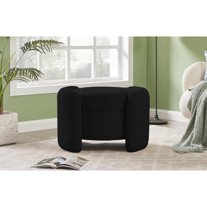 Meridian Horizon Black Boucle Fabric Ottoman