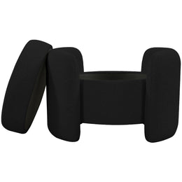 Meridian Horizon Black Boucle Fabric Ottoman