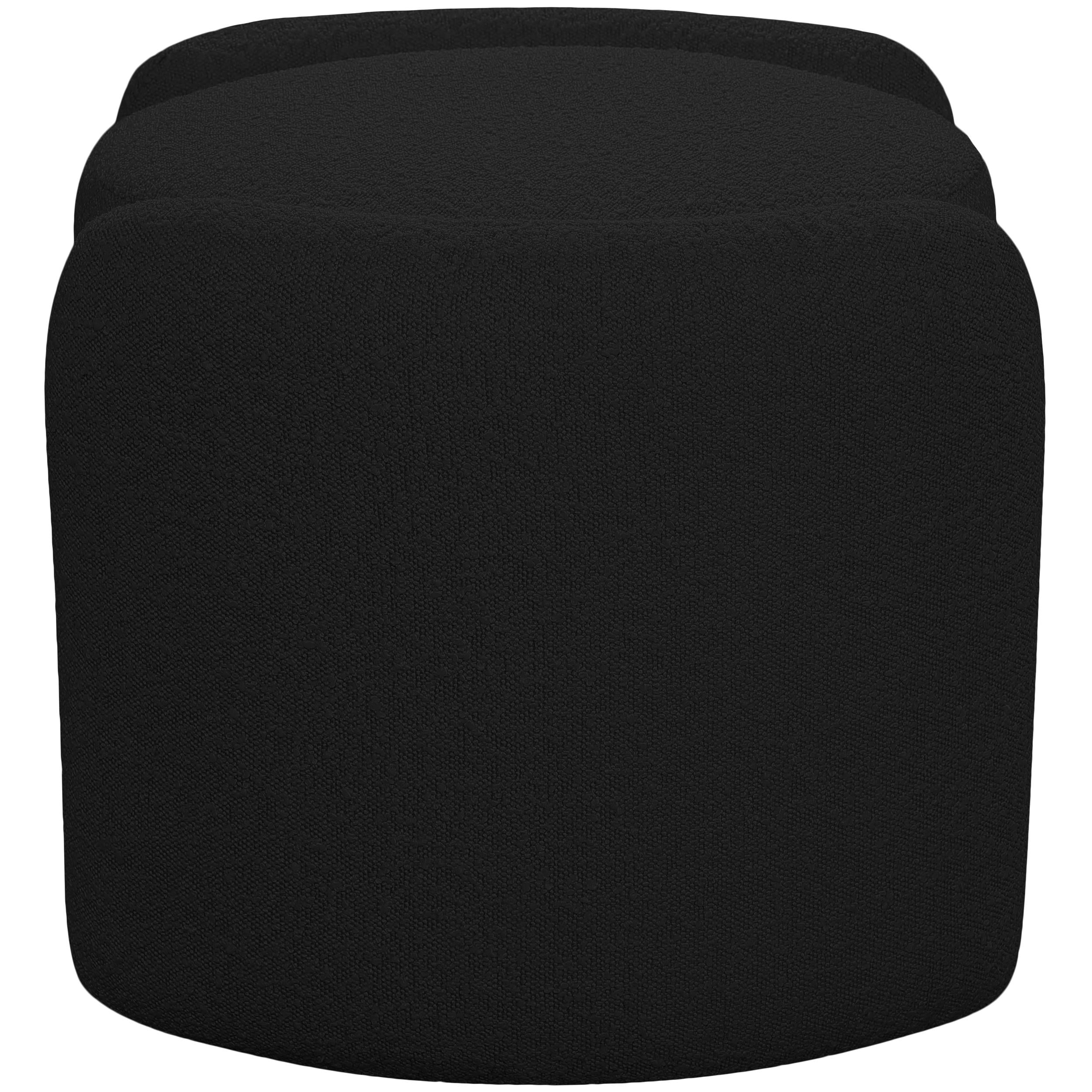 Meridian Horizon Black Boucle Fabric Ottoman