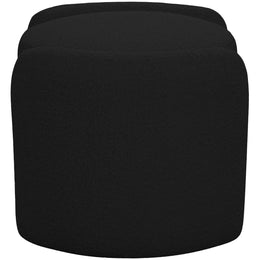 Meridian Horizon Black Boucle Fabric Ottoman