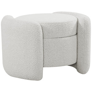 Meridian Horizon Cream Boucle Fabric Ottoman