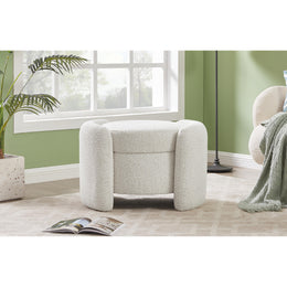 Meridian Horizon Cream Boucle Fabric Ottoman