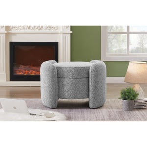 Meridian Horizon Grey Boucle Fabric Ottoman