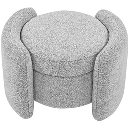 Meridian Horizon Grey Boucle Fabric Ottoman