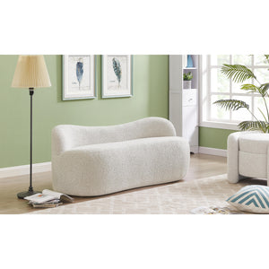Meridian Flair Cream Boucle Fabric Bench