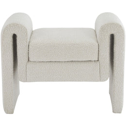 Meridian Stylus Cream Boucle Fabric Bench