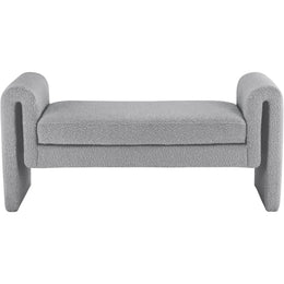 Meridian Stylus Grey Boucle Fabric Bench