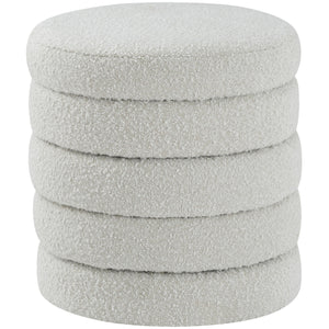 Meridian Aphia Cream Boucle Fabric Ottoman/Stool