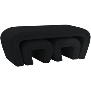 Meridian Odelia Black Boucle Fabric Bench
