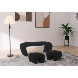 Meridian Odelia Black Boucle Fabric Bench