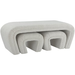 Meridian Odelia Cream Boucle Fabric Bench