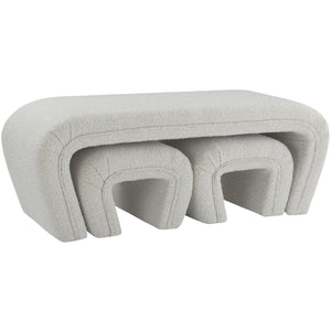 Meridian Odelia Cream Boucle Fabric Bench