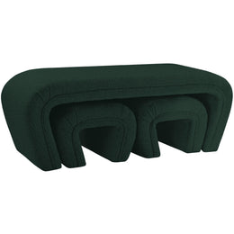Meridian Odelia Green Boucle Fabric Bench