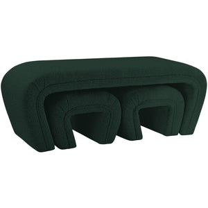 Meridian Odelia Green Boucle Fabric Bench