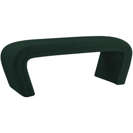 Meridian Odelia Green Boucle Fabric Bench