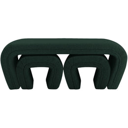 Meridian Odelia Green Boucle Fabric Bench