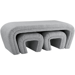 Meridian Odelia Grey Boucle Fabric Bench