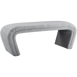 Meridian Odelia Grey Boucle Fabric Bench